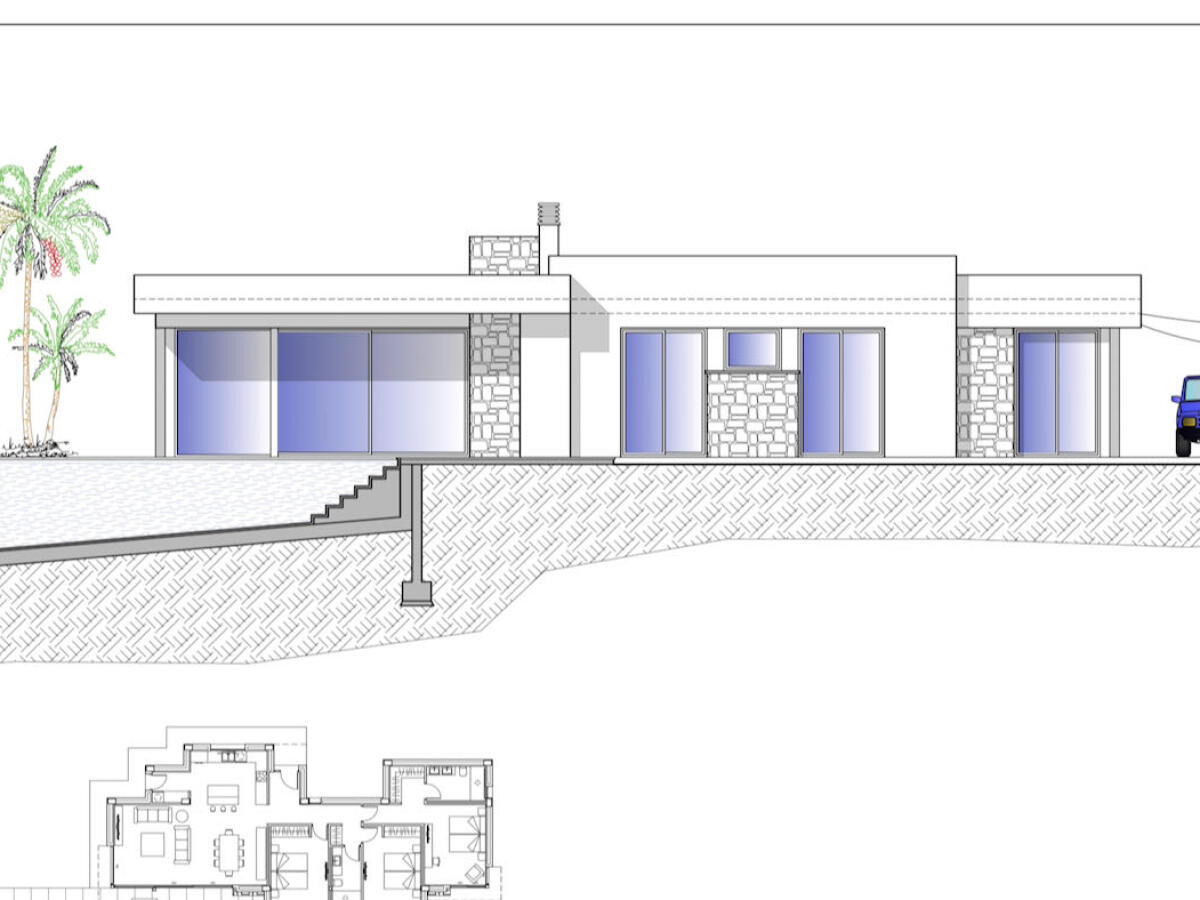 Proyecto de villa moderna de un nivel en Calpe, contáctanos.