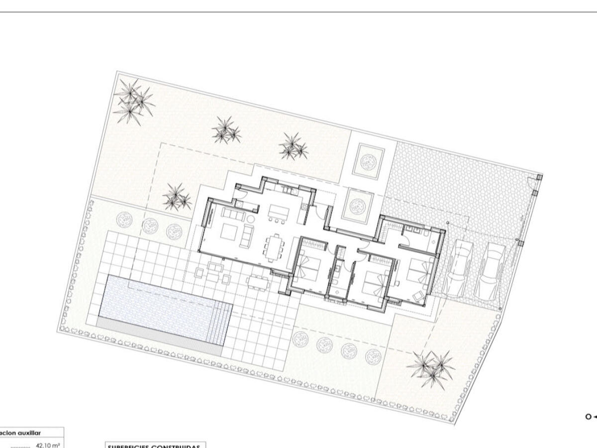 Proyecto de villa moderna de un nivel en Calpe, contáctanos.
