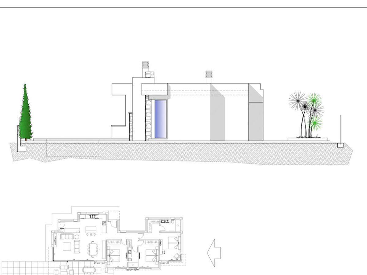 Proyecto de villa moderna de un nivel en Calpe, contáctanos.