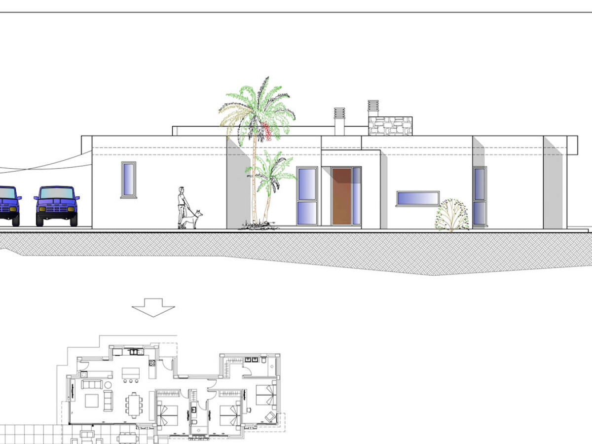 Proyecto de villa moderna de un nivel en Calpe, contáctanos.