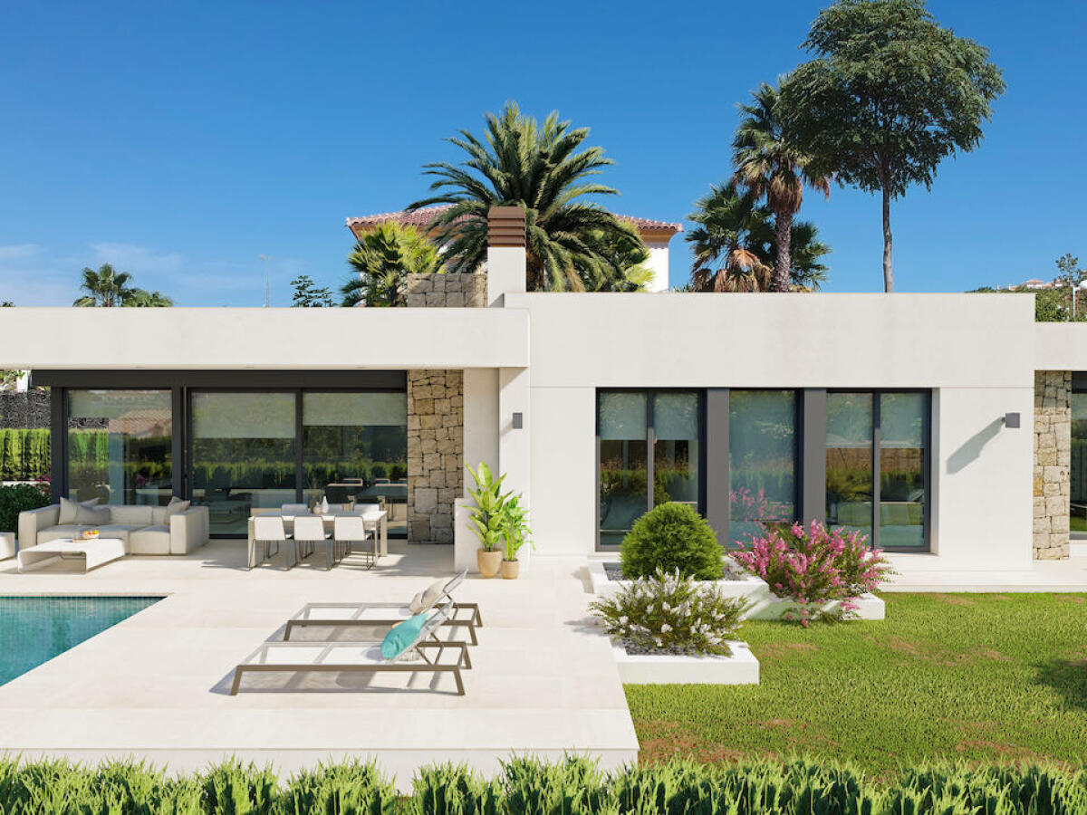 Proyecto de villa moderna de un nivel en Calpe, contáctanos.