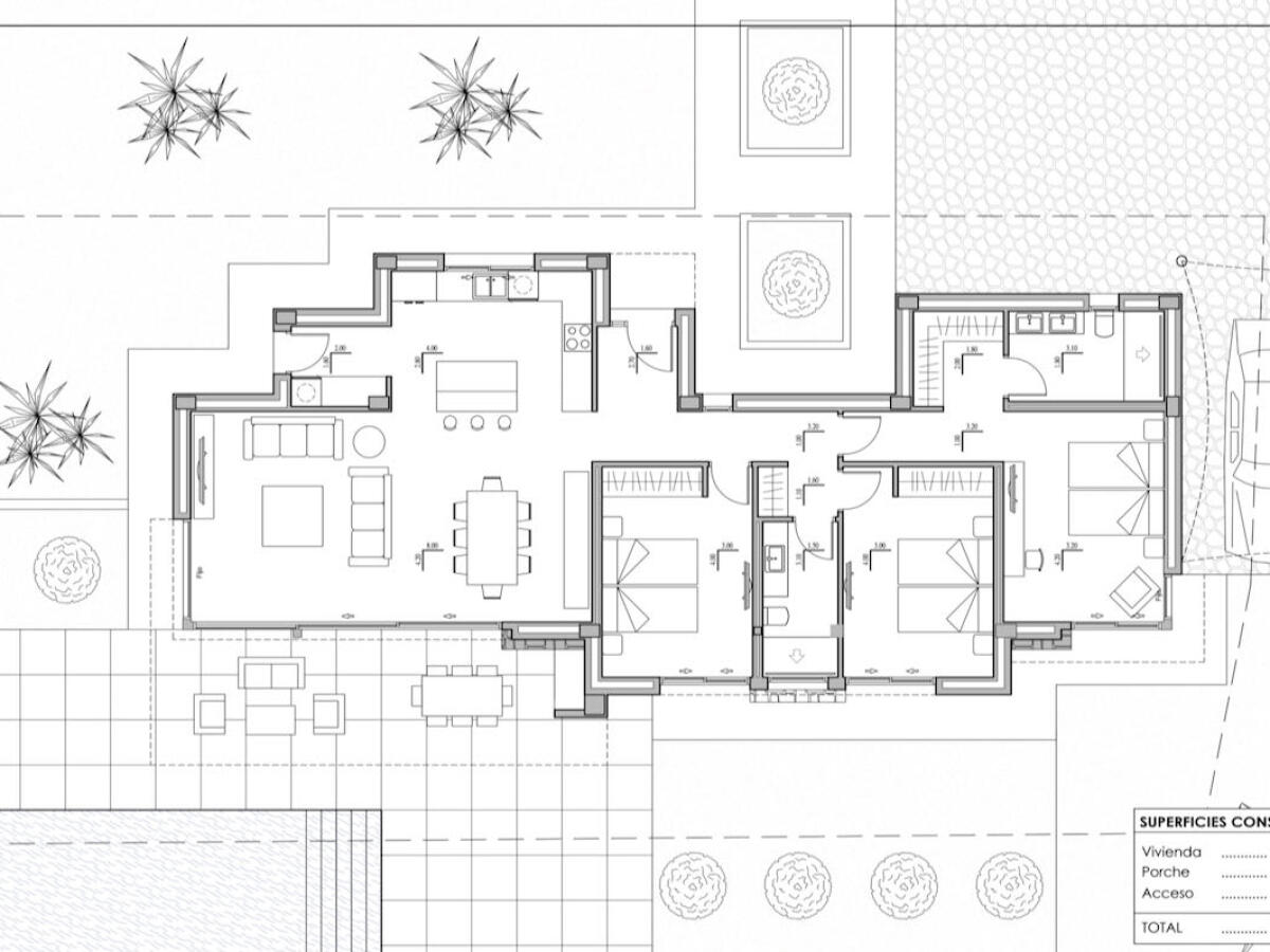 Proyecto de villa moderna de un nivel en Calpe, contáctanos.