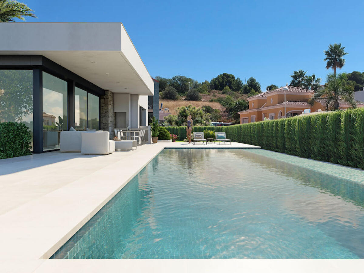 Proyecto de villa moderna de un nivel en Calpe, contáctanos.