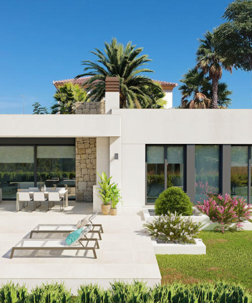 Proyecto de villa moderna de un nivel en Calpe, contáctanos.